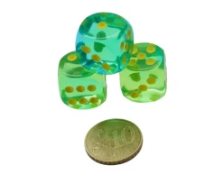 Dé à jouer translucide vert/bleu 16 mm