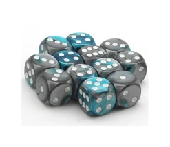 Dé mix gris argent et turquoise 16 mm