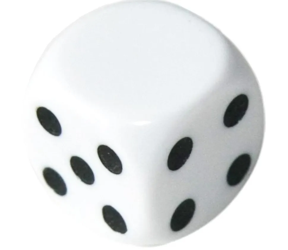 Dé 16 mm 1 face neutre et 5 faces points plastique