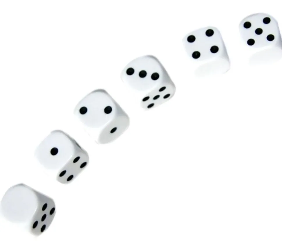 Dé 16 mm 1 face neutre et 5 faces points plastique