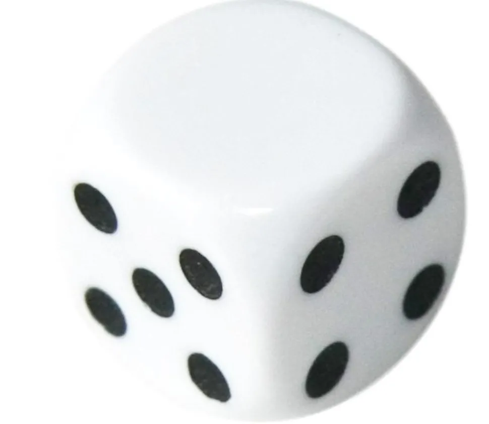 Dé 16 mm 1 face neutre et 5 faces points plastique