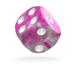 Dé 16 mm D6 marbré rose et argent Oakie Doakie