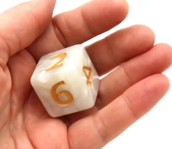 Dé 25 mm de 1 à 6 blanc nacré pour jeux