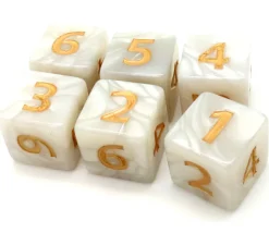 Dé 25 mm de 1 à 6 blanc nacré pour jeux