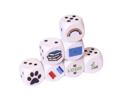 Dé 16 mm en bois blanc : 1 face personnalisée avec votre image