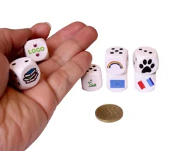 Dé 16 mm en bois blanc : 1 face personnalisée avec votre image