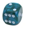 Dé 12 mm en plastique interférence effet irisé vert bleu métallique