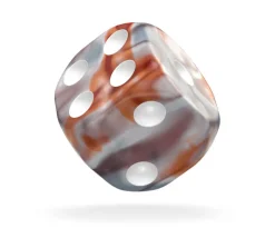 Dé 16 mm marbré argent et cuivre Oakie Doakie D6