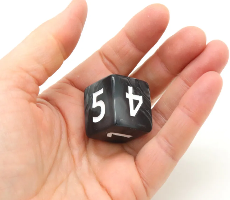 Dé 25 mm noir nacré de 1 à 6 noir pour jeux