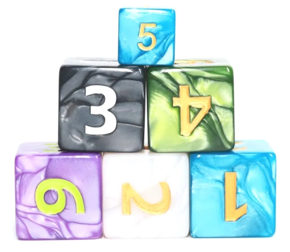 Dé 25 mm noir nacré de 1 à 6 noir pour jeux