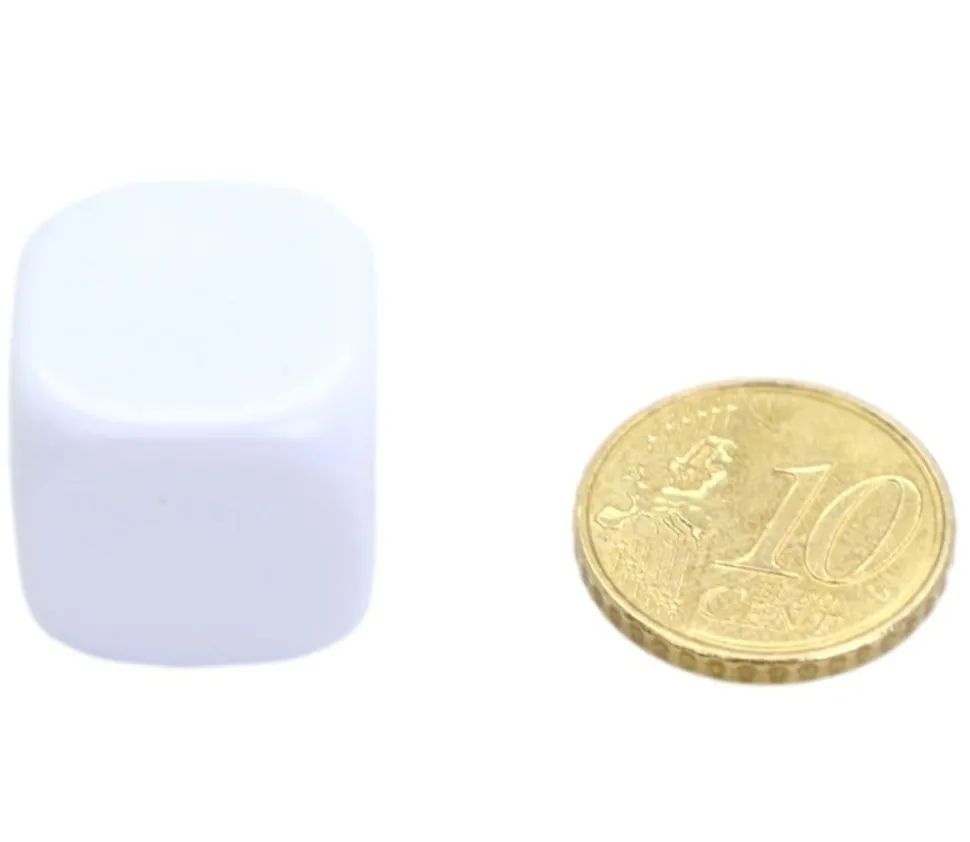 Dé 18 mm plastique neutre à personnaliser blanc