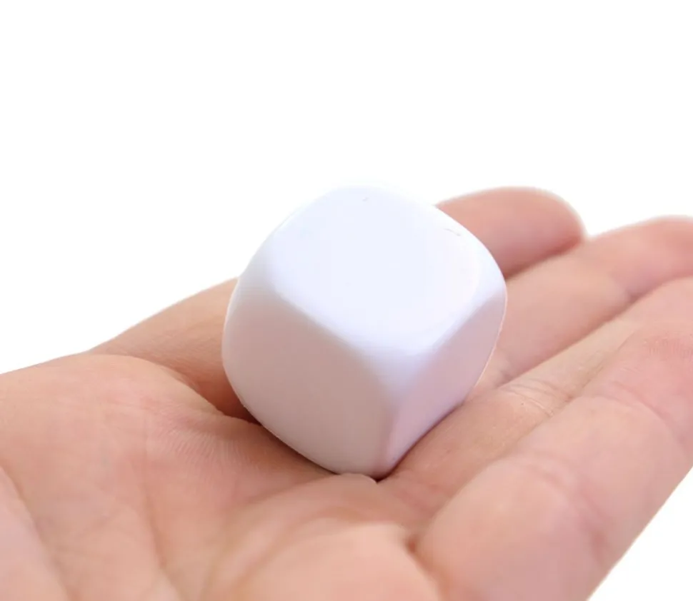 Dé 22 mm plastique neutre à personnaliser blanc