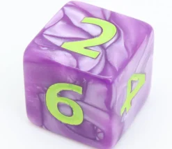 Dé 25 mm violet nacré de 1 à 6 pour jeux