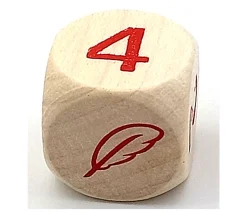 Dé 12345 plume en bois de 16 mm