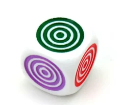 Dé 6 points couleurs cylindriques 16 mm plastique