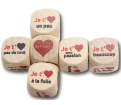Dé Amour Je t'aime en bois 20 mm