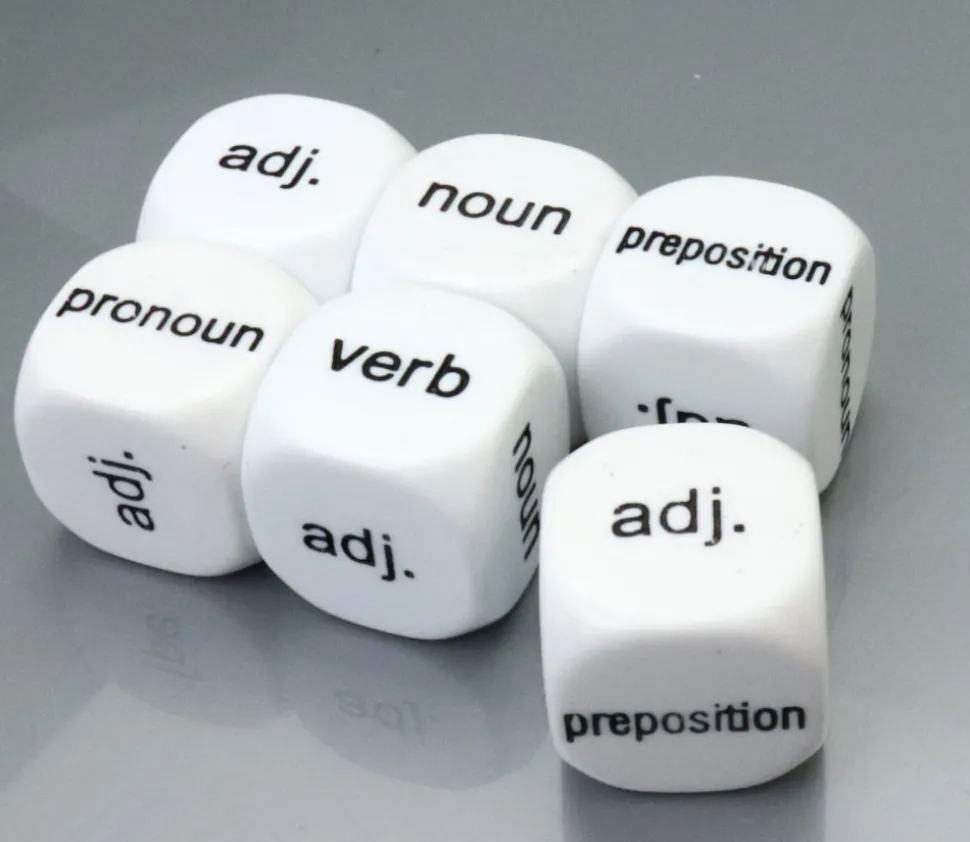 Dé anglais catégorie mot : adj noun verb en 18 mm