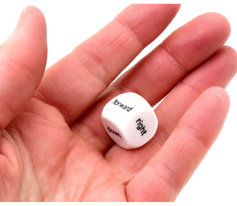 Dé anglais directions up, down, right, back, forward