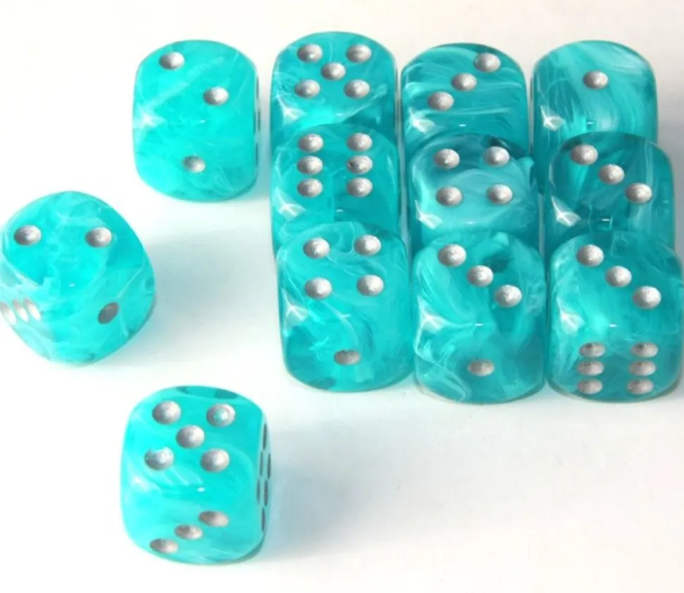Dé aqua 16 mm points argent
