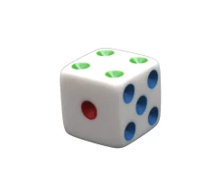 Dé arc-en-ciel points de 1 à 6 multicolores en 16 mm