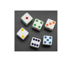 Dé arc-en-ciel points de 1 à 6 multicolores en 16 mm