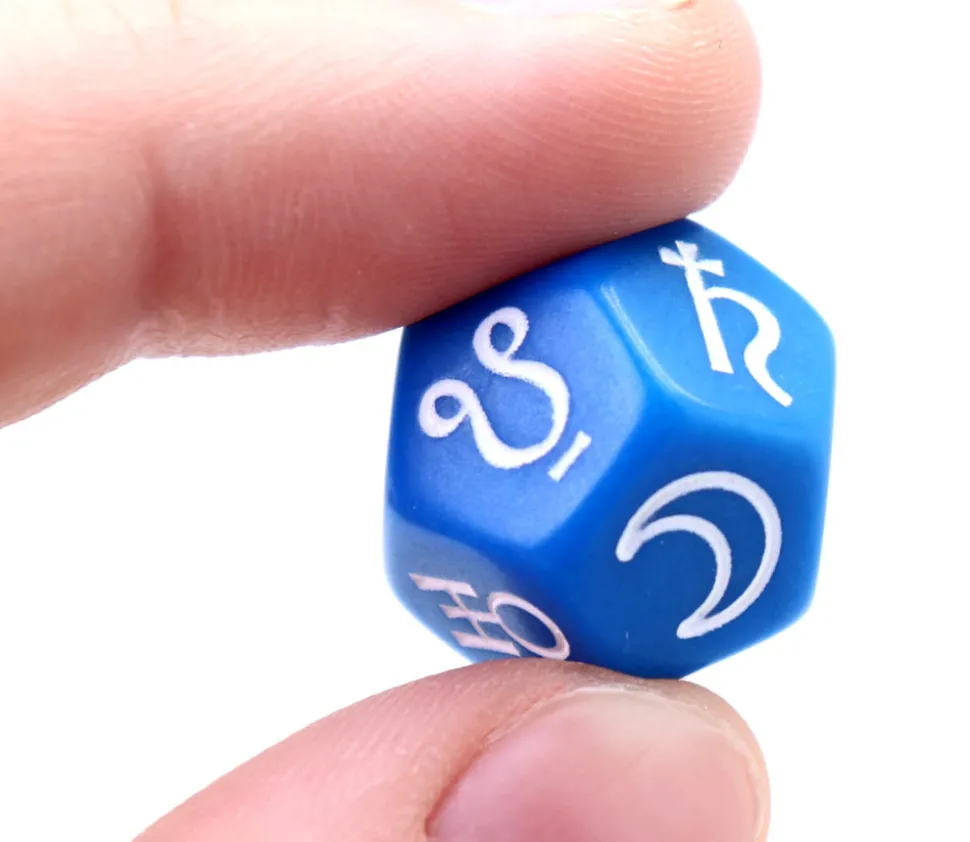 Dé astrologie Planètes 12 faces symboles