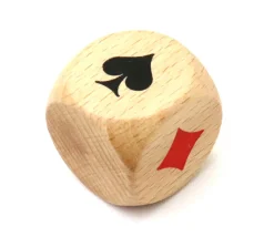 Dé belote bois 3 cm atout symbole des cartes