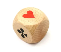 Dé belote bois 3 cm atout symbole des cartes