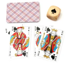 Dé belote bois 3 cm atout symbole des cartes