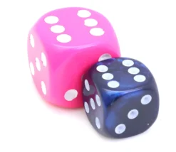 Dé bleu interférence 12 mm points blancs