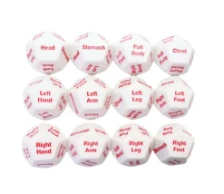 Dé body 12 faces parties du corps anglais