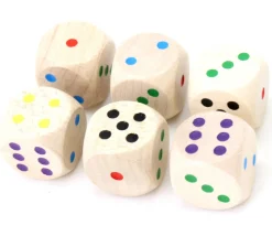 Dé bois 20 mm couleurs de 1 à 6 arc-en-ciel