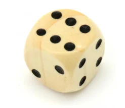 Dé bois 16 mm en buis de 1 à 6 pour jeu de société