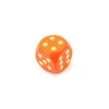 Dé bois orange 16 mm points dorés de 1 à 6 pour jeu de société