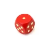 Dé bois rouge 16 mm points dorés de 1 à 6 pour jeu de société