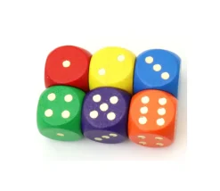 Dé bois violet 16 mm points dorés de 1 à 6 pour jeu de société