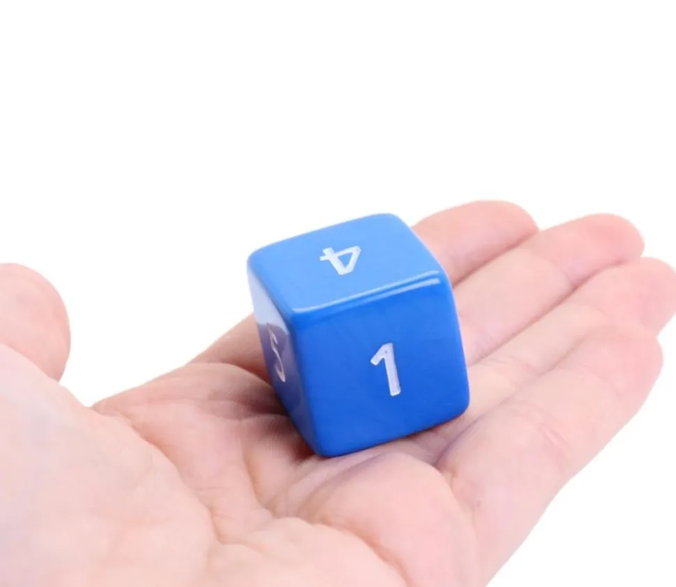 Dé chiffre 15 mm BLEU coins droits D6 chiffres 1 à 6