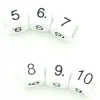 Dé chiffres 5 6 7 8 9 10. Taille 16 mm en BLANC
