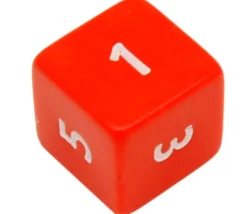 Dé chiffres 24 mm opaques cubes coins droits à l'unité (couleur au hasard)