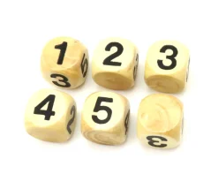 Dé chiffres 12345 Neutre en bois 16 mm buis