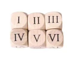 Dé chiffres romains I,II,III,IV,V,VI 16 mm en bois naturel
