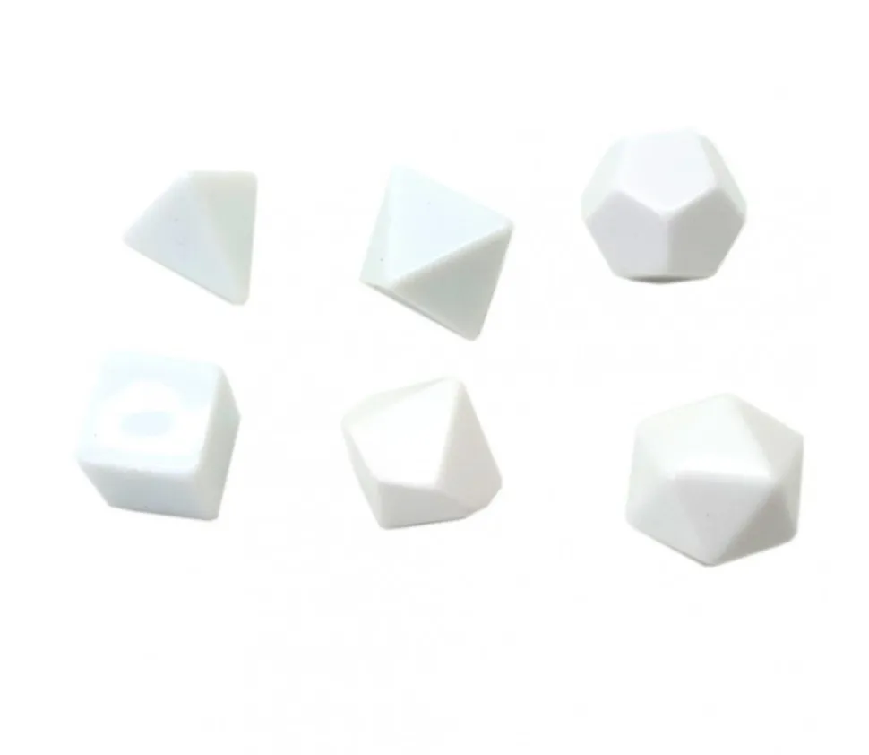 Dé cube blanc neutre multifaces 1.6 cm angles droits D6 16 mm