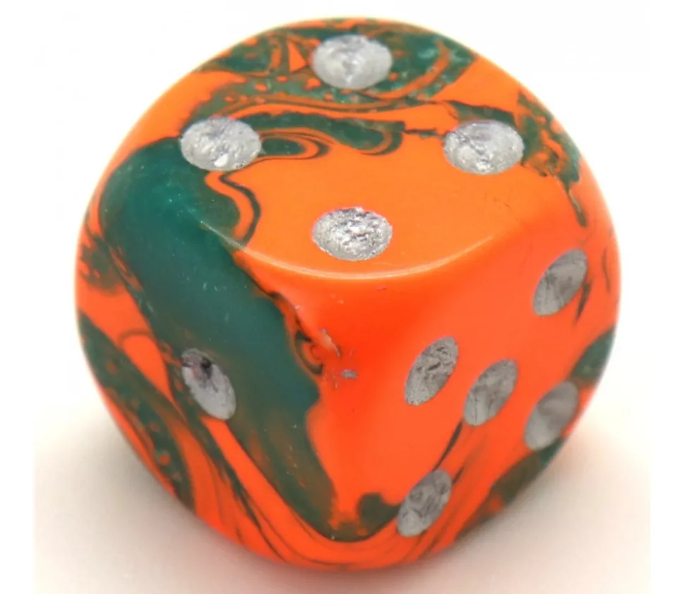 Dé design orange effet artistique 15 mm