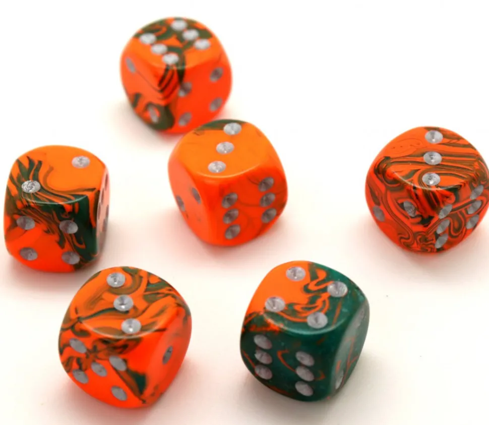 Dé design orange effet artistique 15 mm