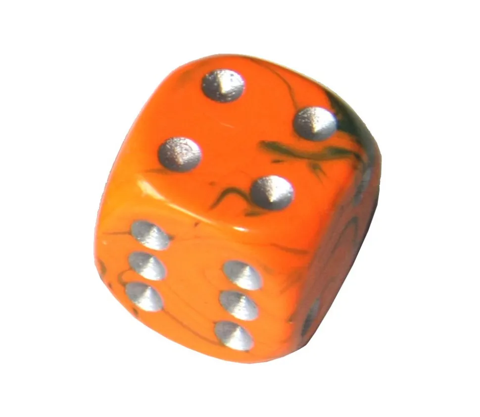 Dé design orange effet artistique 15 mm