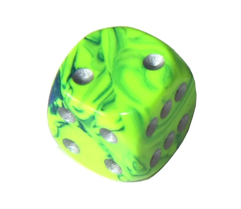 Dé design vert peps effet artistique 15 mm