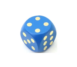 Dé en bois 25 mm bleu de 1 à 6 pour jeux