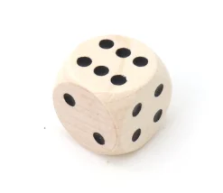 Dé en bois 20 mm de 1 à 6 pour jeu de société