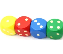 Dé en bois 25 mm jaune de 1 à 6 pour jeux
