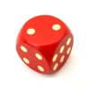 Dé en bois 25 mm rouge de 1 à 6 pour jeux